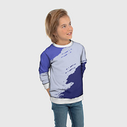 Свитшот детский Сине-голубые неравномерные полосы, цвет: 3D-белый — фото 2