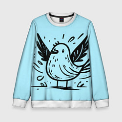 Свитшот детский Чайка в стиле скетча, цвет: 3D-белый