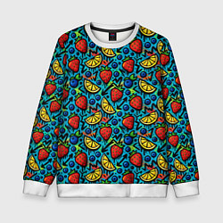 Детский свитшот Летний вайб - фрукты и ягоды паттерн