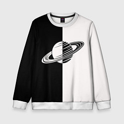 Свитшот детский Сатурн черно-белый, цвет: 3D-белый