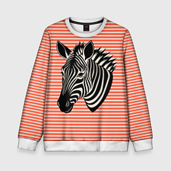 Детский свитшот Зебра на оранжевых полосах