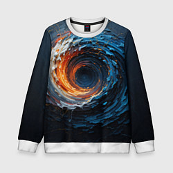 Свитшот детский Краска синяя и оранжевая в форме вихря, цвет: 3D-белый
