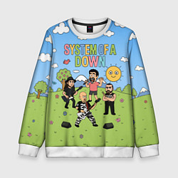 Свитшот детский System of a Down, мультяшный, цвет: 3D-белый