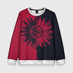 Свитшот детский Солнце красно-синее, цвет: 3D-белый
