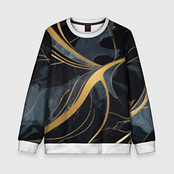 Свитшот детский Мраморный узор с золотыми полосками, цвет: 3D-белый