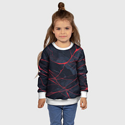 Свитшот детский Мраморные узоры из переплетений красных линий, цвет: 3D-белый — фото 2