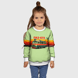 Свитшот детский Ретро автобус ПАЗ-672 поп-арт, цвет: 3D-белый — фото 2