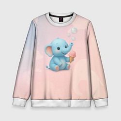 Детский свитшот Маленький слоненок с мороженым пускает пузыри