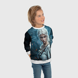 Свитшот детский Цири с огненными глазами, цвет: 3D-белый — фото 2