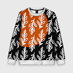 Свитшот детский Паттерн с угловатыми листьями, цвет: 3D-белый