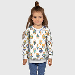 Свитшот детский Орнамент Совы, цвет: 3D-белый — фото 2