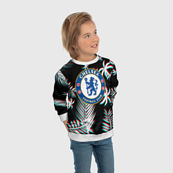 Свитшот детский Chelsea тропики глитч текстура, цвет: 3D-белый — фото 2