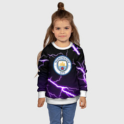 Свитшот детский Манчестер молнии шторм неон, цвет: 3D-белый — фото 2