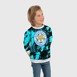 Свитшот детский Лестер сити голубые краски, цвет: 3D-белый — фото 2