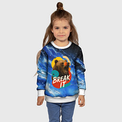 Свитшот детский Break it злой медведь, цвет: 3D-белый — фото 2