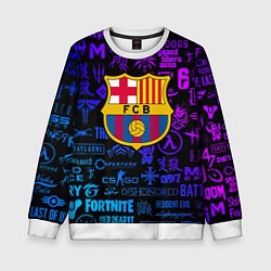 Детский свитшот Барселона неоновые логотипы игр