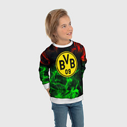 Свитшот детский Borussia красно зеленый огонь, цвет: 3D-белый — фото 2