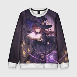 Свитшот детский Аниме Ведьма Читает Книгу Заклинаний, цвет: 3D-белый