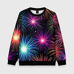 Свитшот детский Стилизованный праздничный салют, цвет: 3D-черный