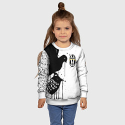 Свитшот детский Ювентус черная птица краски, цвет: 3D-белый — фото 2