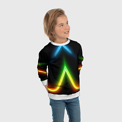 Свитшот детский Neon multicolored lines, цвет: 3D-белый — фото 2