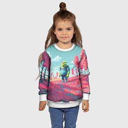 Свитшот детский Шрек в розовом лесу, цвет: 3D-белый — фото 2