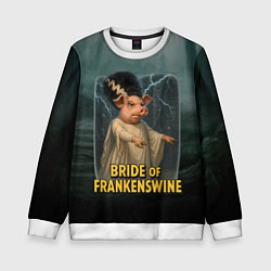 Свитшот детский Франкенштейн свинья невеста, цвет: 3D-белый
