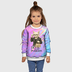 Свитшот детский Дьявол носит Пурада пародия с белой кошкой, цвет: 3D-белый — фото 2