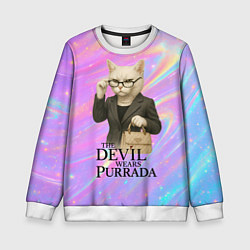 Детский свитшот Дьявол носит Пурада пародия с белой кошкой