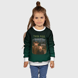 Свитшот детский Twin Pigs пародия, цвет: 3D-белый — фото 2