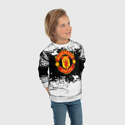 Свитшот детский Манчестер Юнайтед черно белые краски лого, цвет: 3D-белый — фото 2