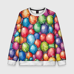 Свитшот детский Россыпь новогодних шаров, цвет: 3D-белый