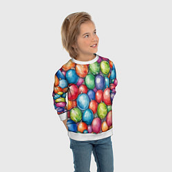 Свитшот детский Россыпь новогодних шаров, цвет: 3D-белый — фото 2