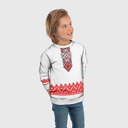 Свитшот детский Славянская вышиванка с узорами и оберегом, цвет: 3D-белый — фото 2