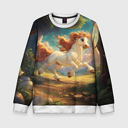 Детский свитшот Белая мультяшная лошадка