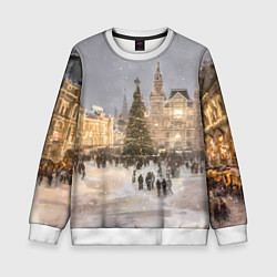 Свитшот детский Новогодние гуляния в Москве, цвет: 3D-белый