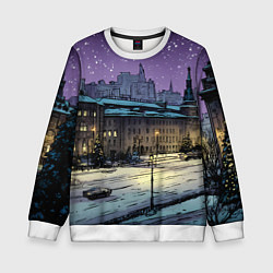 Свитшот детский Ночь в новогодней Москве, цвет: 3D-белый