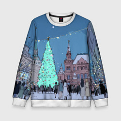 Детский свитшот Новогодняя елка в центре Москвы
