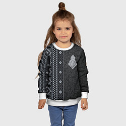 Свитшот детский Славянский орнамент с оберегом макошь, цвет: 3D-белый — фото 2