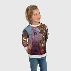 Свитшот детский Лошадка у новогодней елки, цвет: 3D-белый — фото 2