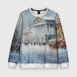 Свитшот детский Зимний Питер красками, цвет: 3D-белый
