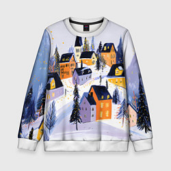 Детский свитшот Новогодние домики на горе