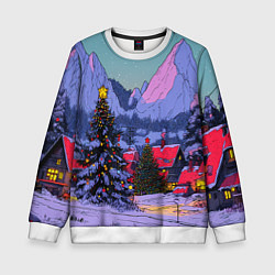 Детский свитшот Новогодние елки в горном городке