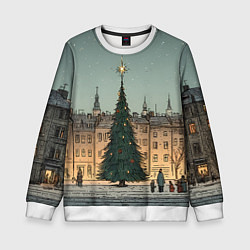 Детский свитшот Новогодняя елка во дворе