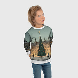 Свитшот детский Новогодняя елка во дворе, цвет: 3D-белый — фото 2