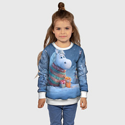 Свитшот детский Новогодняя лошадь с подарками, цвет: 3D-белый — фото 2