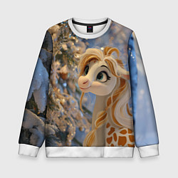 Детский свитшот Новогодняя лошадка в крапинку