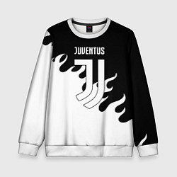 Свитшот детский Ювентус огонь текстура, цвет: 3D-белый
