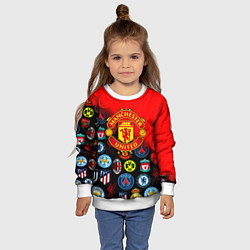 Свитшот детский Манчестер Юнайтед логотипы команд, цвет: 3D-белый — фото 2
