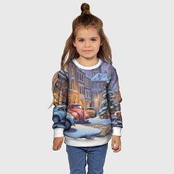 Свитшот детский Новогодний снежный двор, цвет: 3D-белый — фото 2